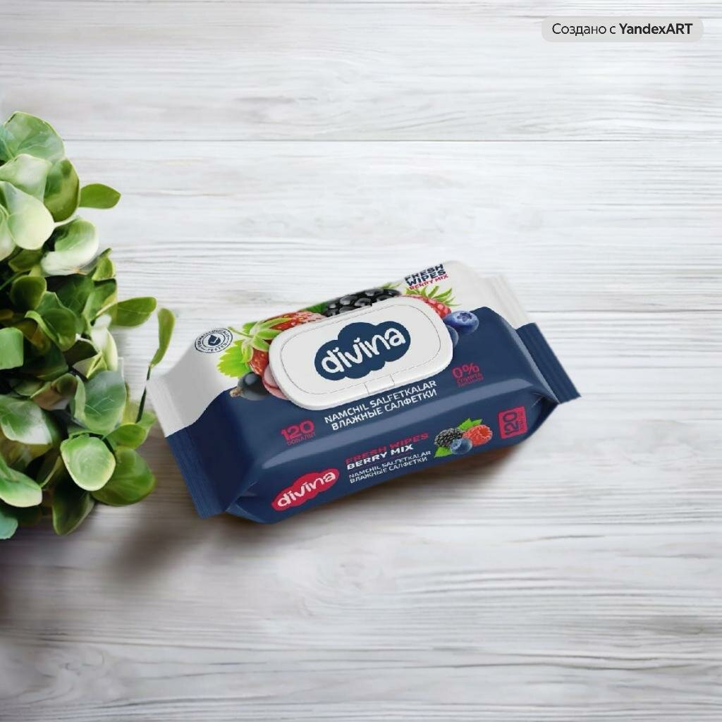 Влажные салфетки Divina, с приятным ароматом, бережное очищение, без спирта, аромат ягодный микс