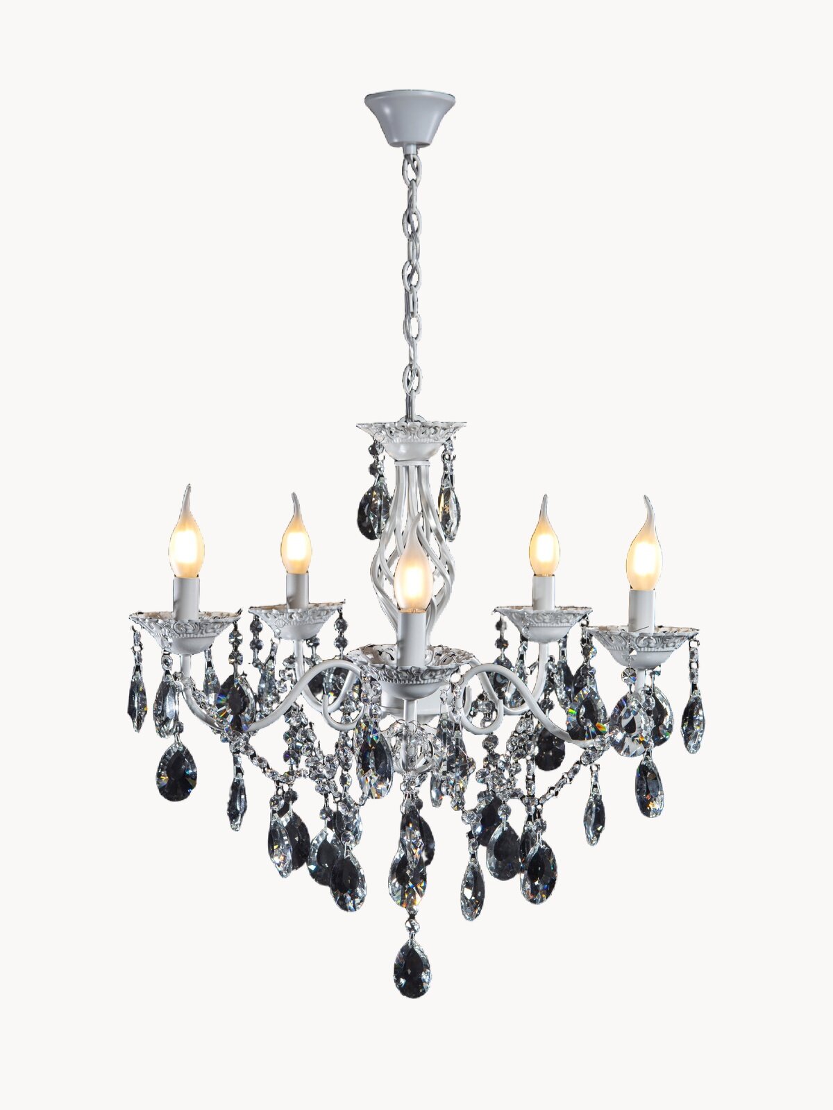 Люстра ERGOLUMIX, белый/5 ламп, 84.5 см, 5 шт., светодиодная лампа/лампа накаливания, механическое управление