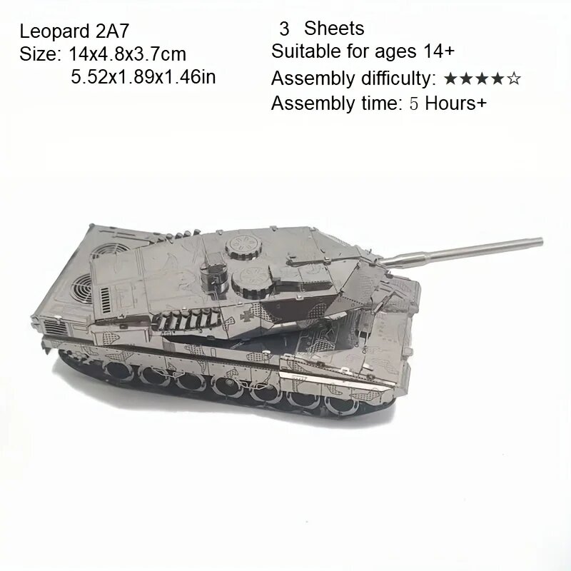 Металлический 3D пазл танк TZT-99A Leopard 2 A 7 Tank
