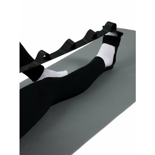 Эспандер-лента с захватами для мышц ног, полиуретан, полиэстер, цвет черный