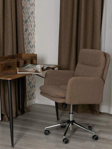 Изображение товара Кресло компьютерное офисное TetChair, хром, обивка букле, коричневое