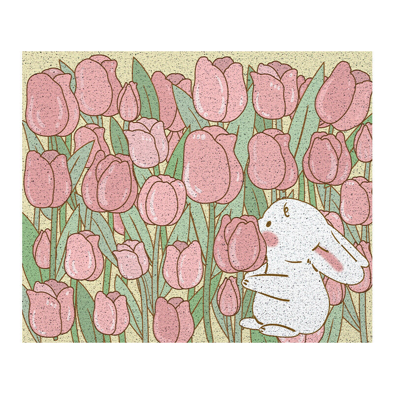 Резиновый коврик с изображением кролика, розовый, 40x60 см, для входа в дом, водостойкий и износостойкий