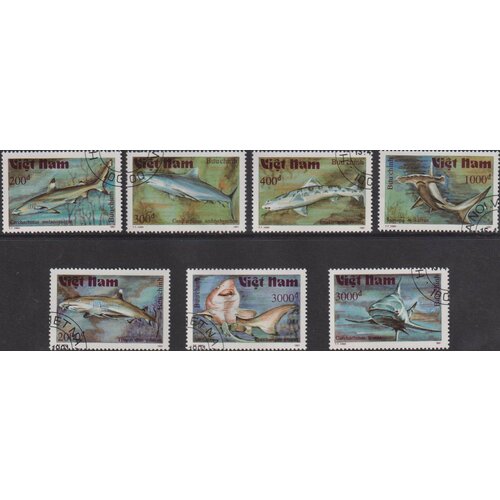 Почтовые марки Вьетнам 1991г. Акулы Рыбы, Акулы U