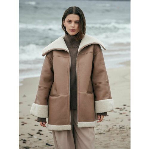 фото Кожаная куртка vittoria vicci, размер xl/xxl, бежевый