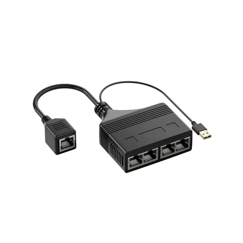Сетевой сплиттер RJ-45 1 вход 4 выхода с питанием от USB до 1000 мбит разъем female мама 1750₽