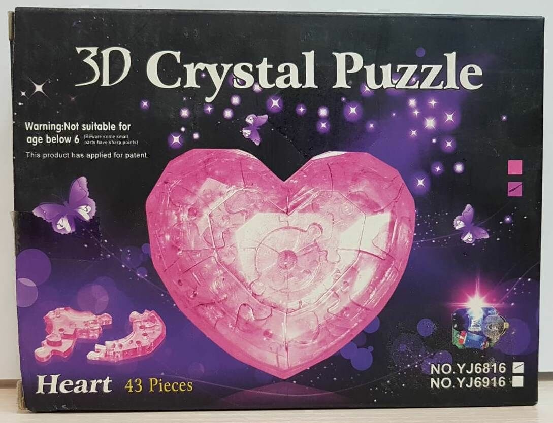 3D-Пазл. Хрустальная головоломка Crystal Puzzle Сердце Розовое