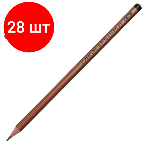 Комплект 28 штук, Карандаш чернографитный ACMELIAE HB трехгранн, цв. корп. металлик в асс 43517