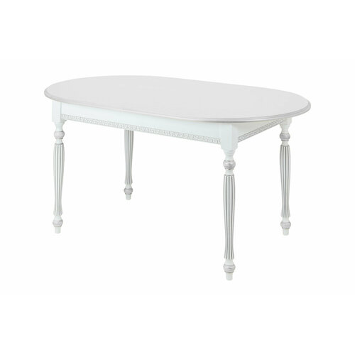 Стол обеденный большой раздвижной Верона 1600-1960x950 деревянный в кухню столовую на дачу классический столешница из мдф серебристый эмаль белая с патиной серебро ALP00014479 42045₽