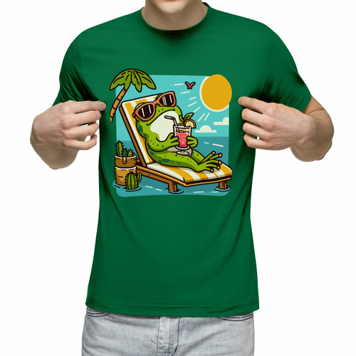 мужская футболка кактус с коктейлем m зеленый Футболка Us Basic, размер L, зеленый