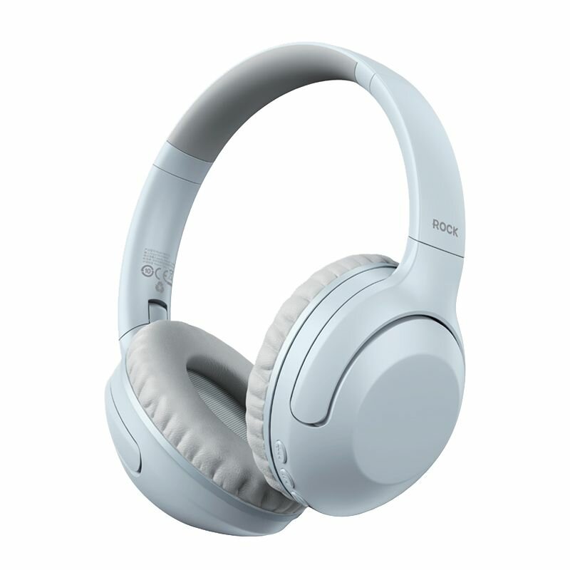 Беспроводные наушники накладные с активным шумоподавлением Rock O3 ANC Wireless Headphones голубые