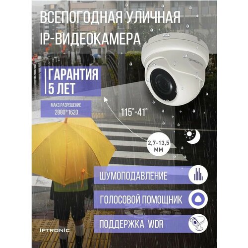 Купольная IP видеокамера IPTRONIC IPT-IPL1920DMA27-135P 1575900₽