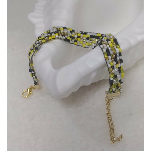 фото Плетеный браслет змейка, 1 шт., размер 17 см, размер one size, желтый fsb1