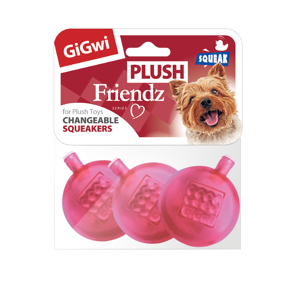 Игрушка для собак GiGwi Сменные пищалки (75520), розовый, 3шт.