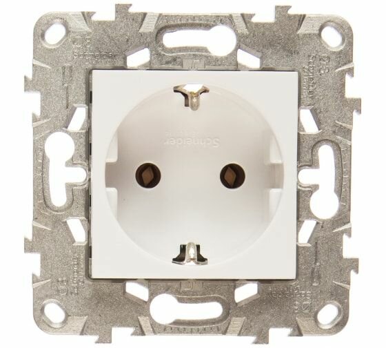 Unica NEW NU505618 Роз. евро с быстрозажимными клеммами с заземлением белые