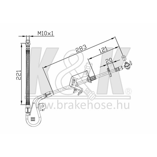 Шланг тормозной PEUGEOT 407 (6D_) 2004- передний левый \ FT0927 K&K K&K FT0927 | цена за 1 шт