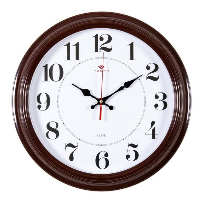 Рубин Часы настенные, интерьерные "Рубин", 35 см, коричневые