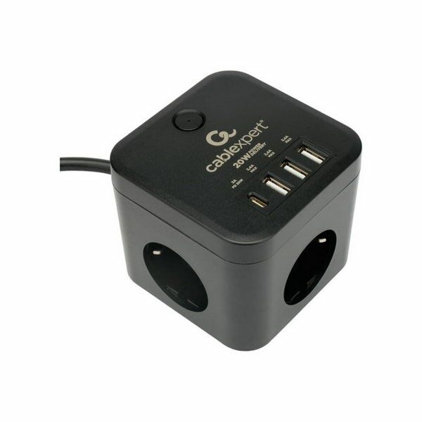 Сетевой фильтр Cube CUBE-3-CU3-B-1.5, 3р, 10А, 1xType-C PD, 3xUSB,1.5м, ур. защ.4+ 1030904