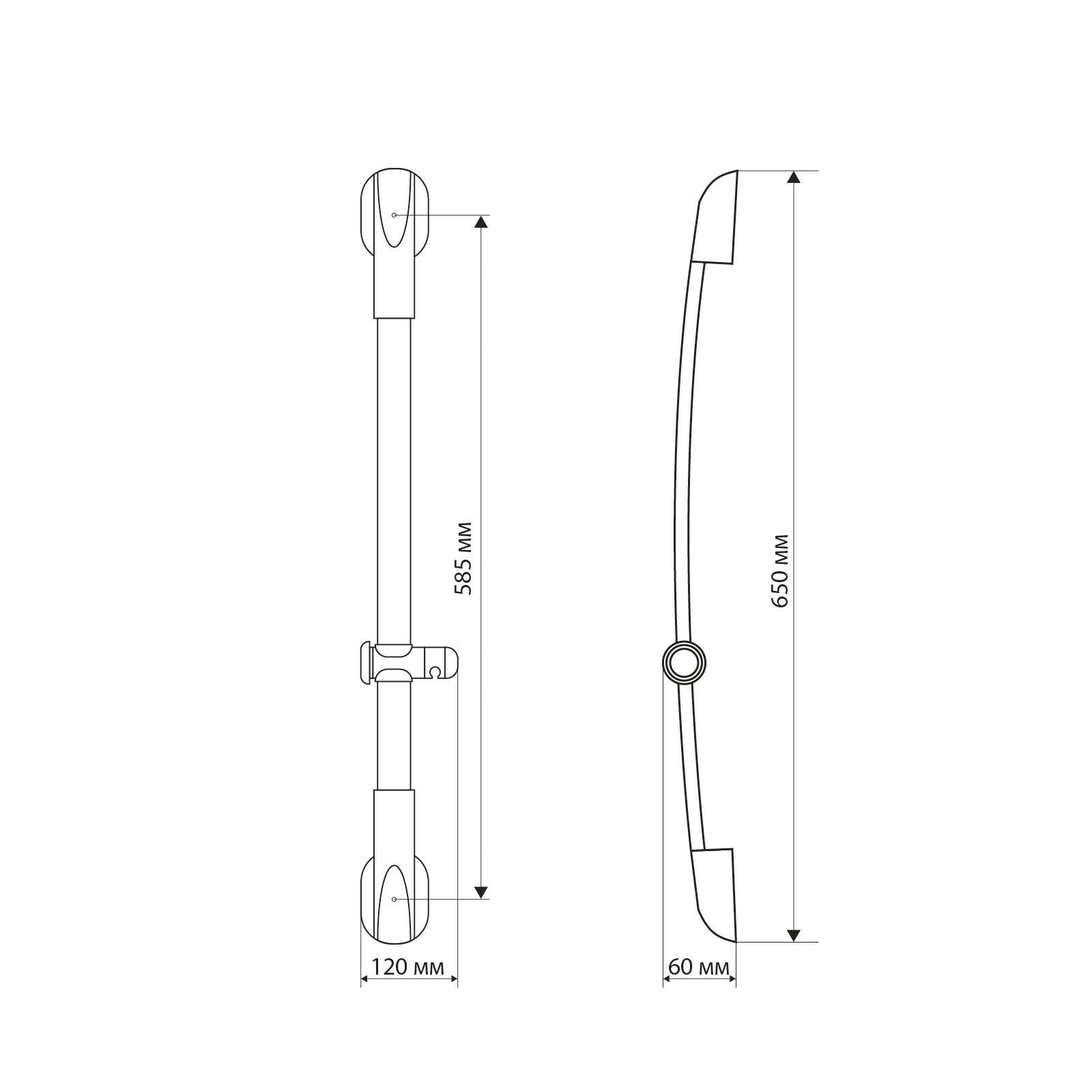 Душевая стойка ZEIN H02, с держателем, изогнутая, хром (1шт.)