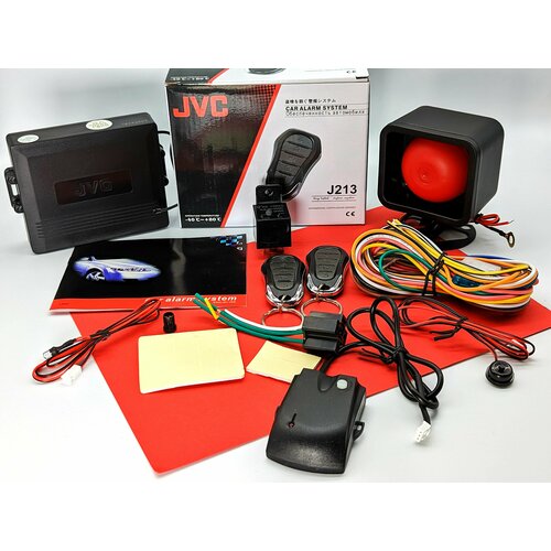 12B Автосигнализация с модулем управления центральным замком JVC J213 Односторонняя 2 Брелока открытие багажника 5 кнопок Универсальная на 99 авто 359900₽
