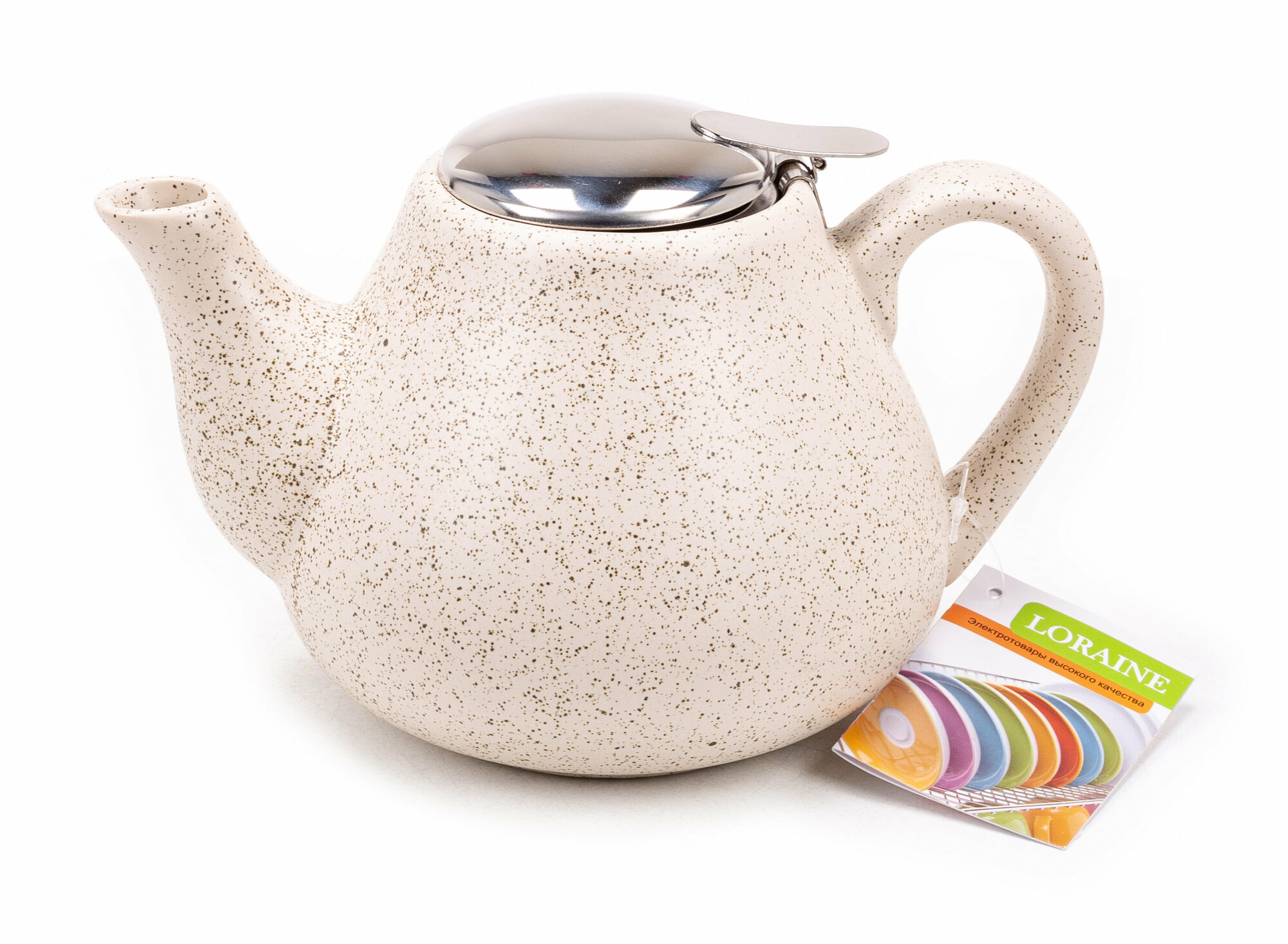Чайник заварочный керамический Loraine / Лорейн, бежевый, с фильтром, 950мл / посуда для чая