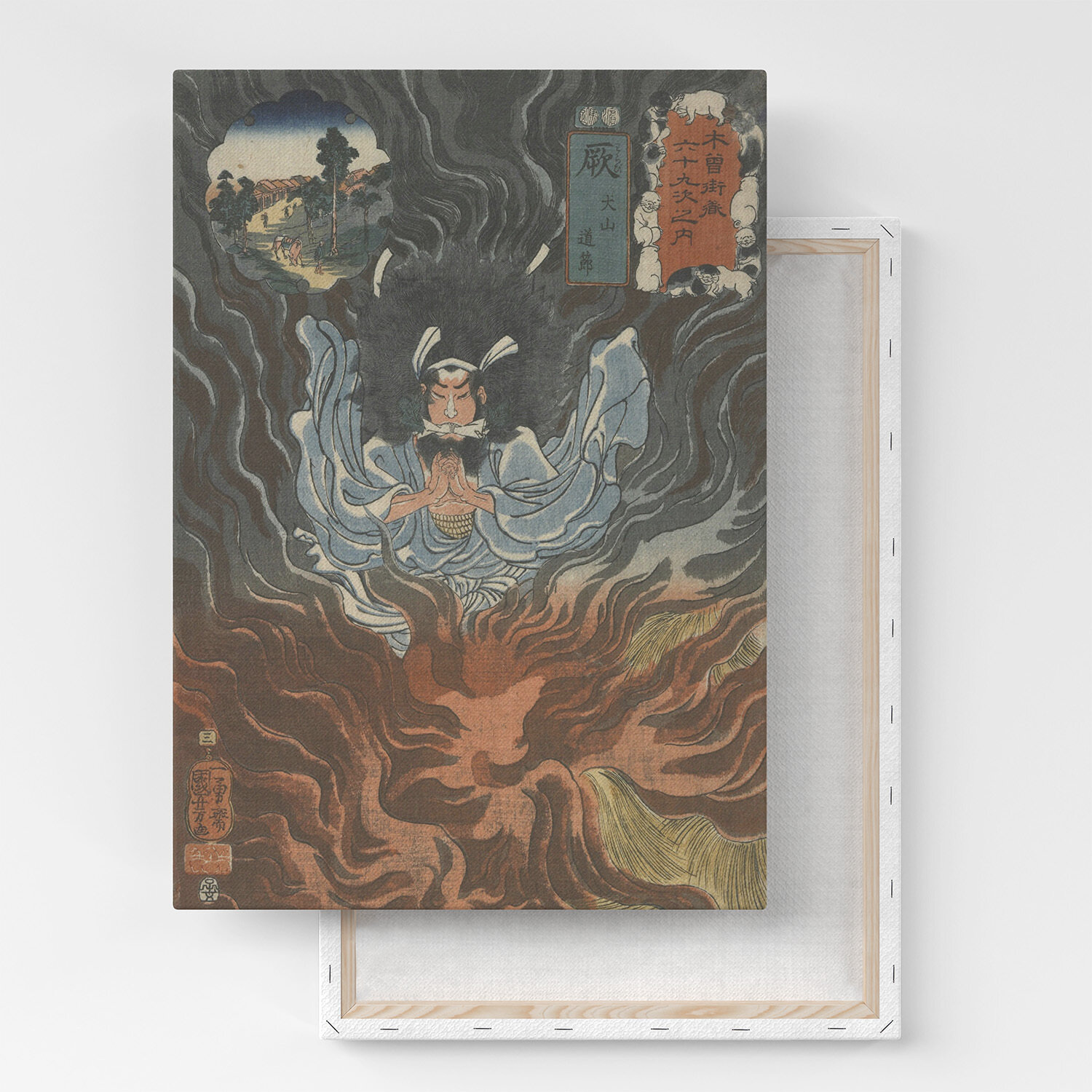 Картина на холсте, репродукция / Утагава Куниёси - Шестьдесят девять / Размер 40 x 53 см