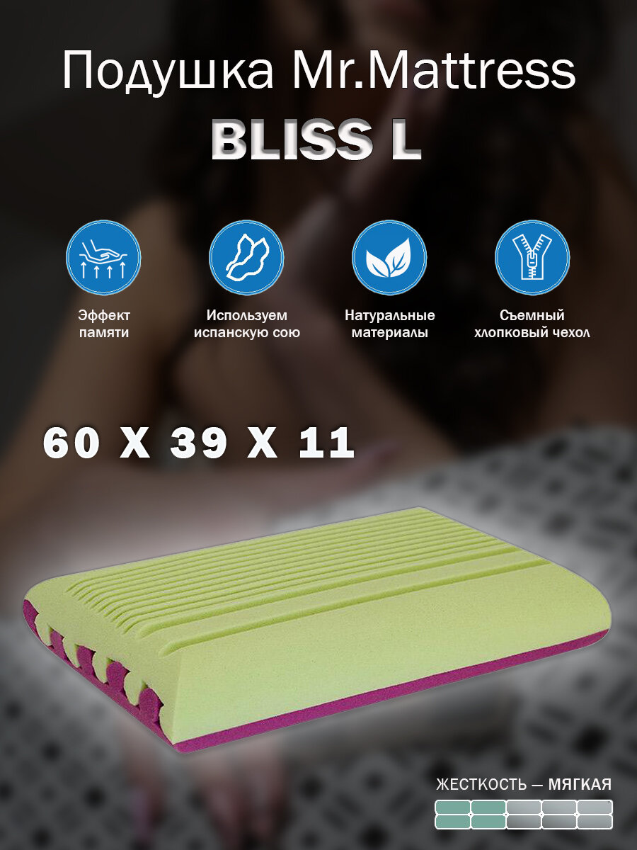 Подушка Mr. Mattress Bliss L 60х39x11