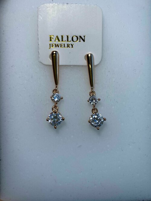 Серьги FJ Fallon Jewelry, фианит, золотой