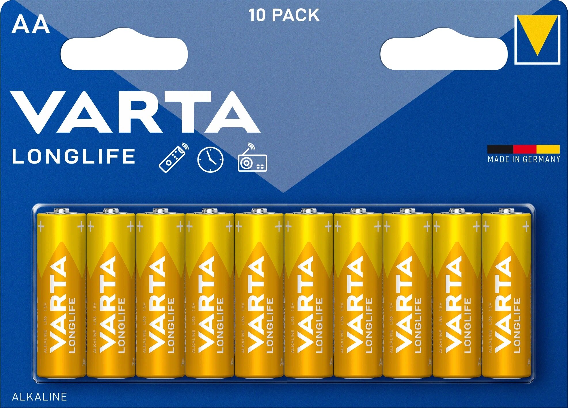 Батарейка VARTA LONGLIFE AA, в упаковке: 10 шт.