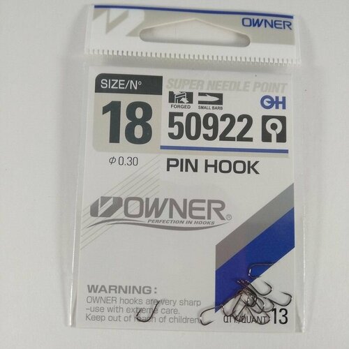 Крючок одинарный Owner Pin Hook BC №18, 1 упаковка