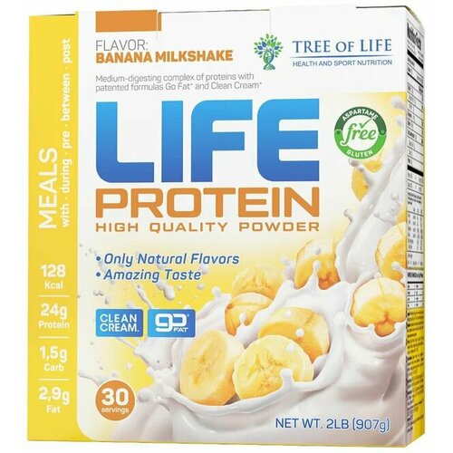 Tree of Life Life Protein 907 гр (банановый молочный коктейль)