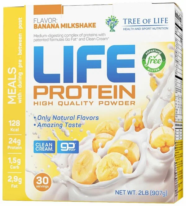 Tree of Life Life Protein 907 гр (банановый молочный коктейль)