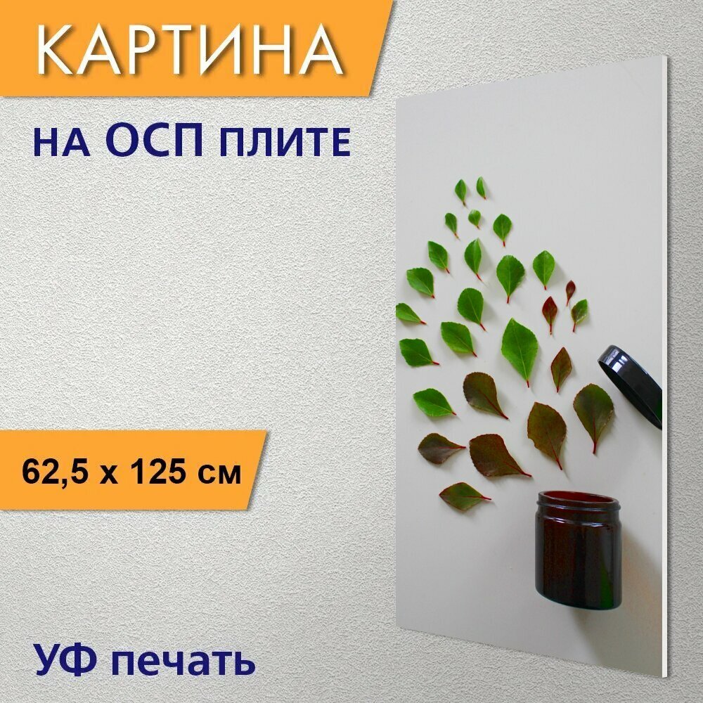 Вертикальная картина на ОСП "Цвести, цветок, косметика" 62x125 см. для интерьериа