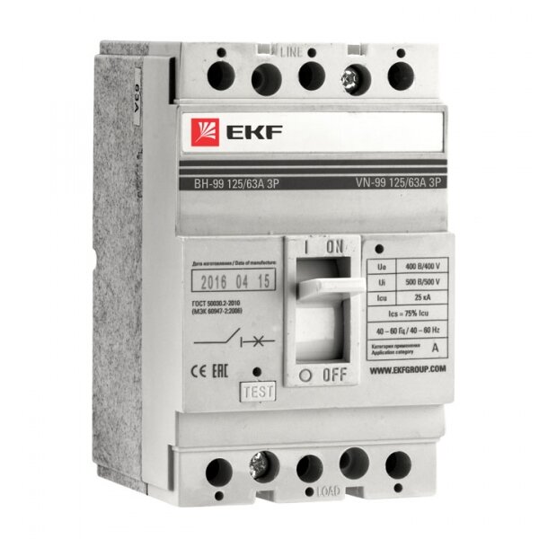 EKF PROxima Выключатель нагрузки ВН-99 125/100А 3P sl99-125-100 (3 шт.)