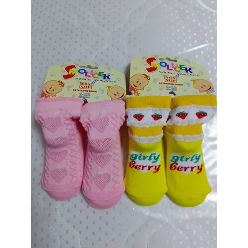 фото Носки smolicek 2 пары, размер 16-18, желтый, розовый