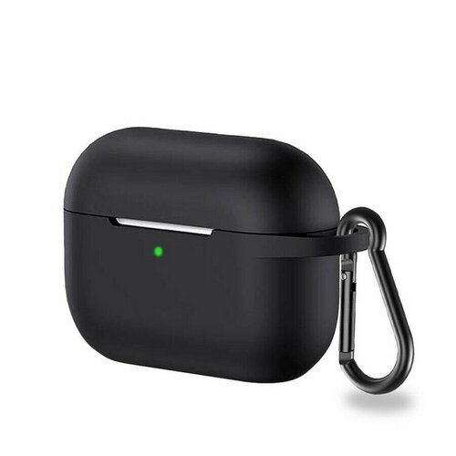 Силиконовый чехол тонкий с карабином для Apple AirPods Pro черный