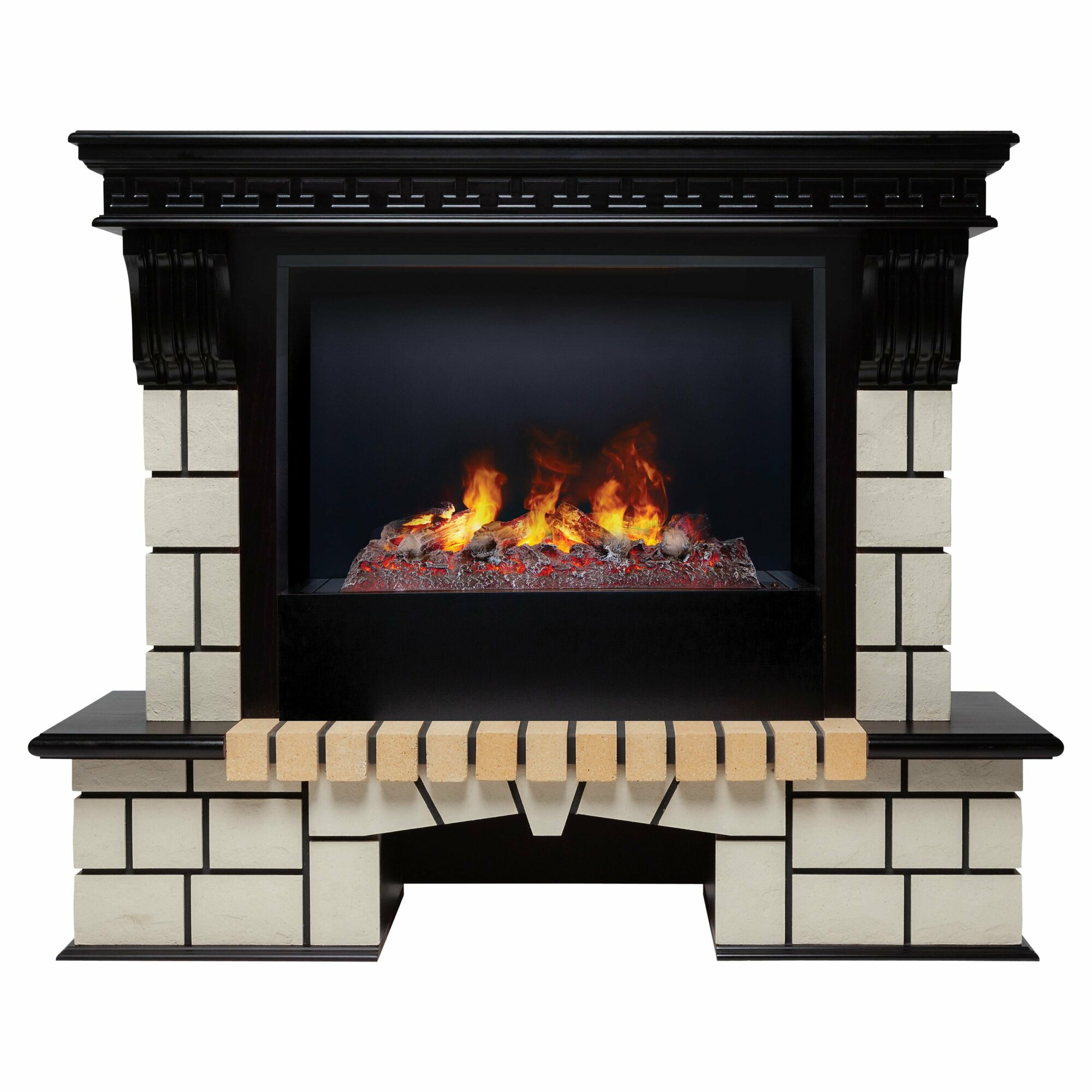 Электрокамин RealFlame STONE R 26 AO-287 с очагом 3D Cassette 630 дрова + Black вставка