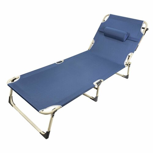 Шезлонг складной с подголовником 670х1930мм синий ISMA ISMA-FG-HY-8009B 6535₽
