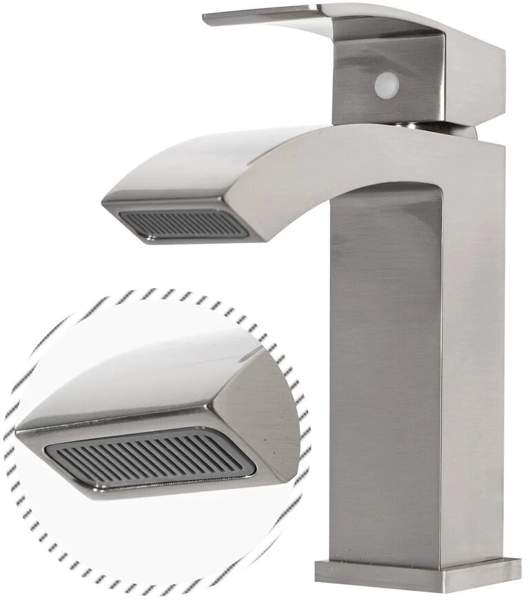 Cмеситель для раковины Grocenberg GB2007 Никель. Керамический картридж, гибкая подводка, латунь — фото 1