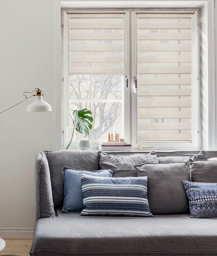 Изображение товара Рулонная штора УЮТ день ночь 040х160 см Канзас лен - рулонные жалюзи, рольштора полиэстер, затемнение 60%