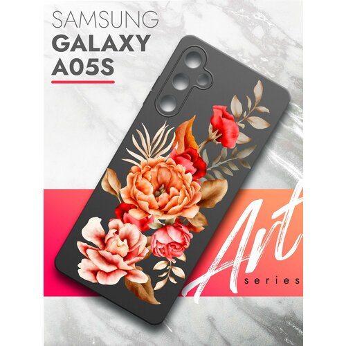 Чехол на Samsung Galaxy A05s (Самсунг Галакси А05с) черный матовый силиконовый с защитой (бортиком) вокруг камер, Brozo (принт) Ржавый Пион чехол на samsung galaxy a05s самсунг галакси а05с черный матовый силиконовый с защитой бортиком вокруг камер brozo принт корги в пончике