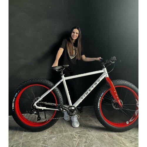 фото Велосипед фэтбайк fatbike time try tt222/8s 26" алюминиевая рама 19.5" гидравлический тормоз, белый
