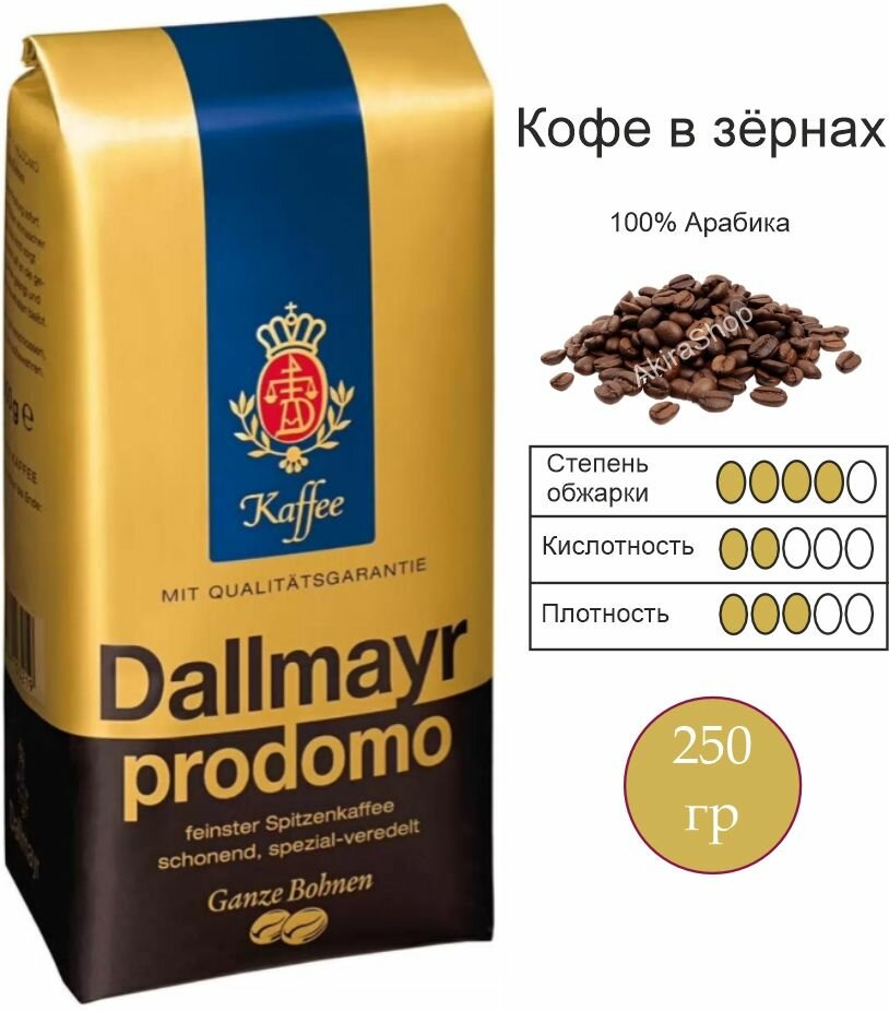 Кофе в зернах Dallmayr Prodomo, 250 гр.