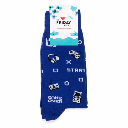 дизайнерские носки st friday socks размер 34 37 цвет серый Носки St. Friday Мужские носки с надписями и рисунками St.Friday Socks, размер 42-46, белый, синий