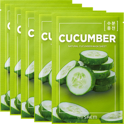 Маска для лица тканевая с экстрактом огурца The Saem Natural Cucumber Mask Sheet, 21 мл - 5 шт (СГ до 11.2024г.)