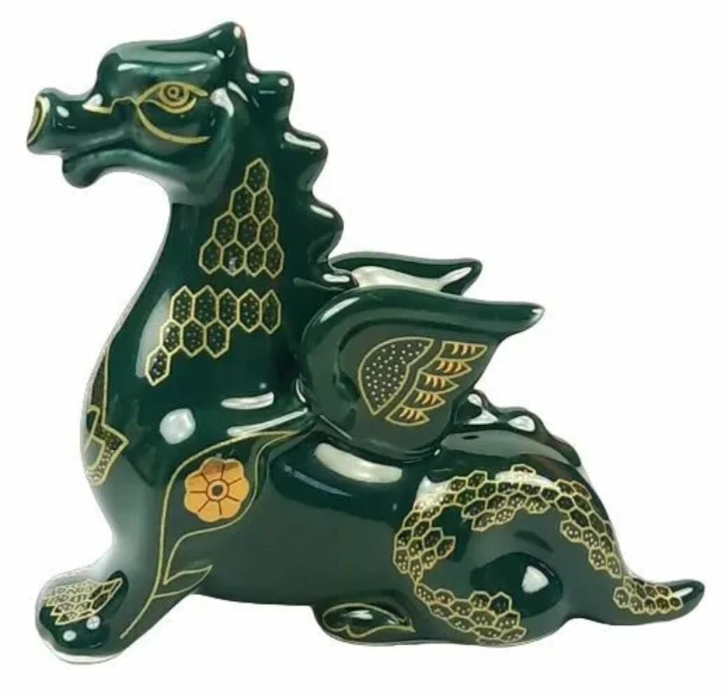 Дракон - фарфоровая статуэтка роспись - золото  символ 2024 года.