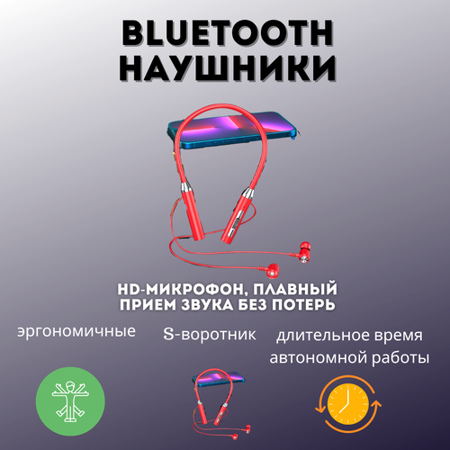 Наушники беспроводные с микрофоном/ Bluetooth наушники беспроводные для телефона, компьютера, планшета, ноутбука, накладные на шею наушники беспроводные на шею ecusin eu 09