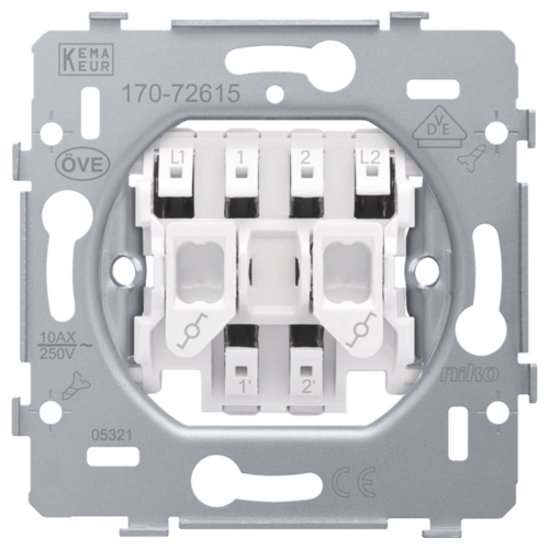 Niko Механизм переключателя 2-клавишный, пруж. клеммы 170-72615 (5 шт.)