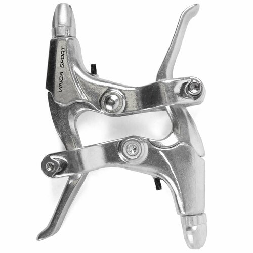 VB 51 silver. Тормозные ручки (пара) для велосипеда, материал - алюминий, серебро, рычаги-серебро, инд. уп. Vinca Sport
