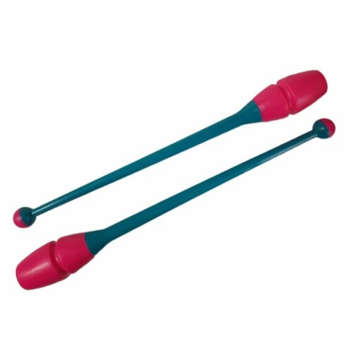 Булавы бирюзово-розовые гимнастические профессиональные - 36см пластиккаучук вставляющиеся 3090₽