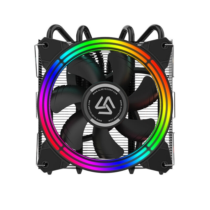 Кулер для процессора Alseye H120T, 1х120мм, 800~2000rpm, 4-pin, Al+Cu, черный/RGB